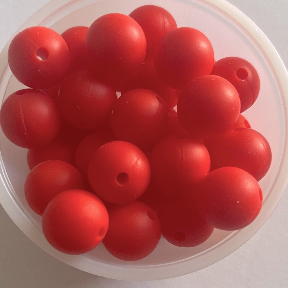 45 PIECES Red Silicone Round Beads